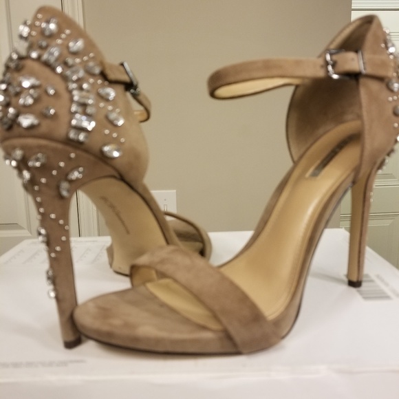 BCBG Glam Estelle Taupe Shoes with Rhinestones - Picture 4 of 4